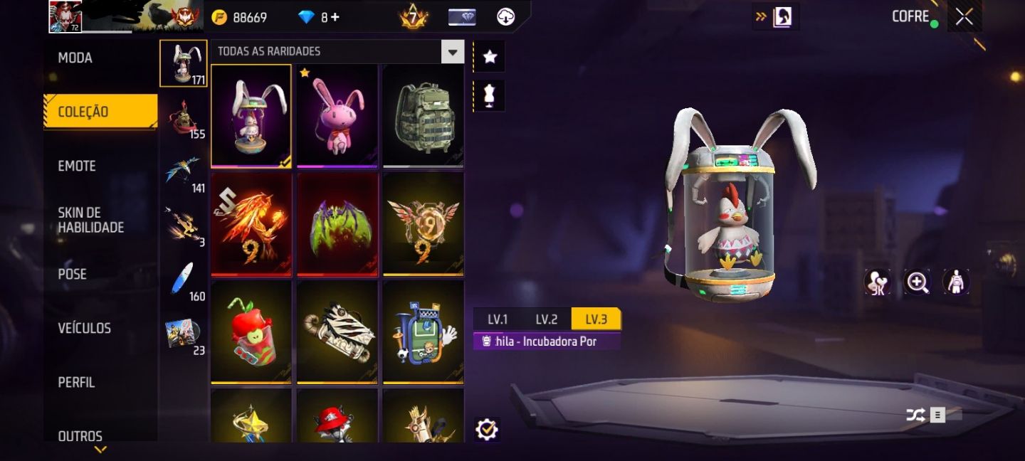 CONTA FREE FIRE LV72