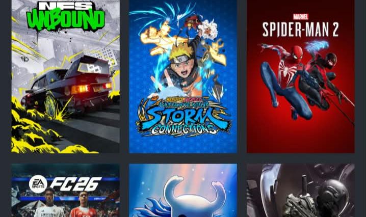 CONTA STEAM | SPIDER-MAN 2 + FC 26 + NFS UNBOUND + NARUTO + SKINS