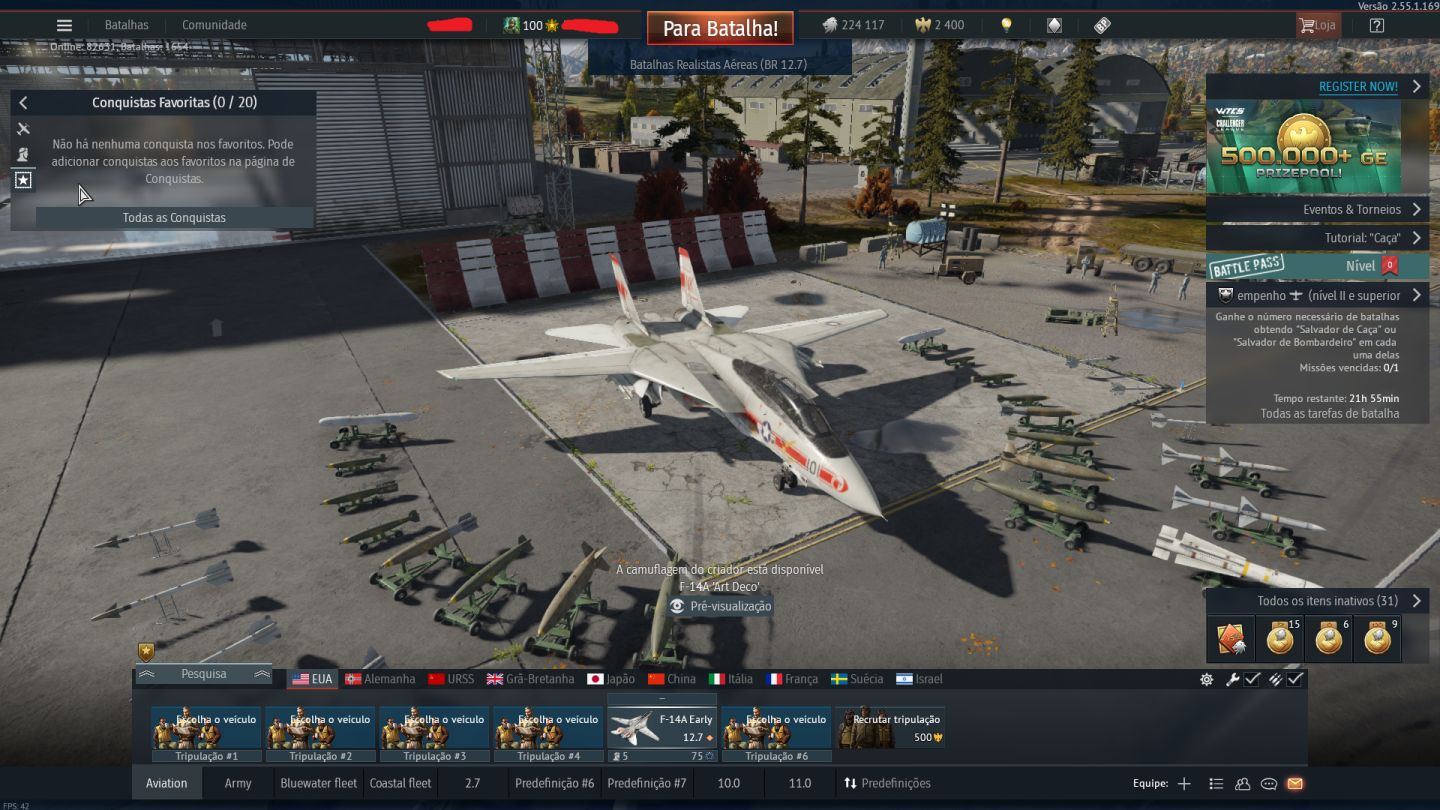 CONTA WAR THUNDER TIER ALTO | EUA + CHINA - TANQUE E JATO | F-4S PREMIUM