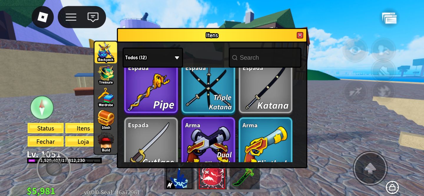 Conta roblox com jogos incluindo blox fruits com frutas permanentes