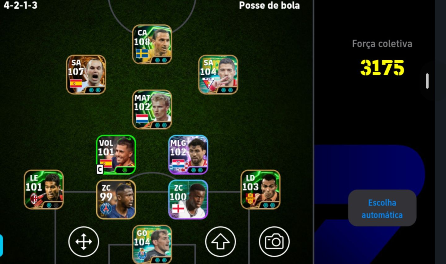 Conta de efootball, com Ibrahimovic 109 e Iniesta 108 big tame