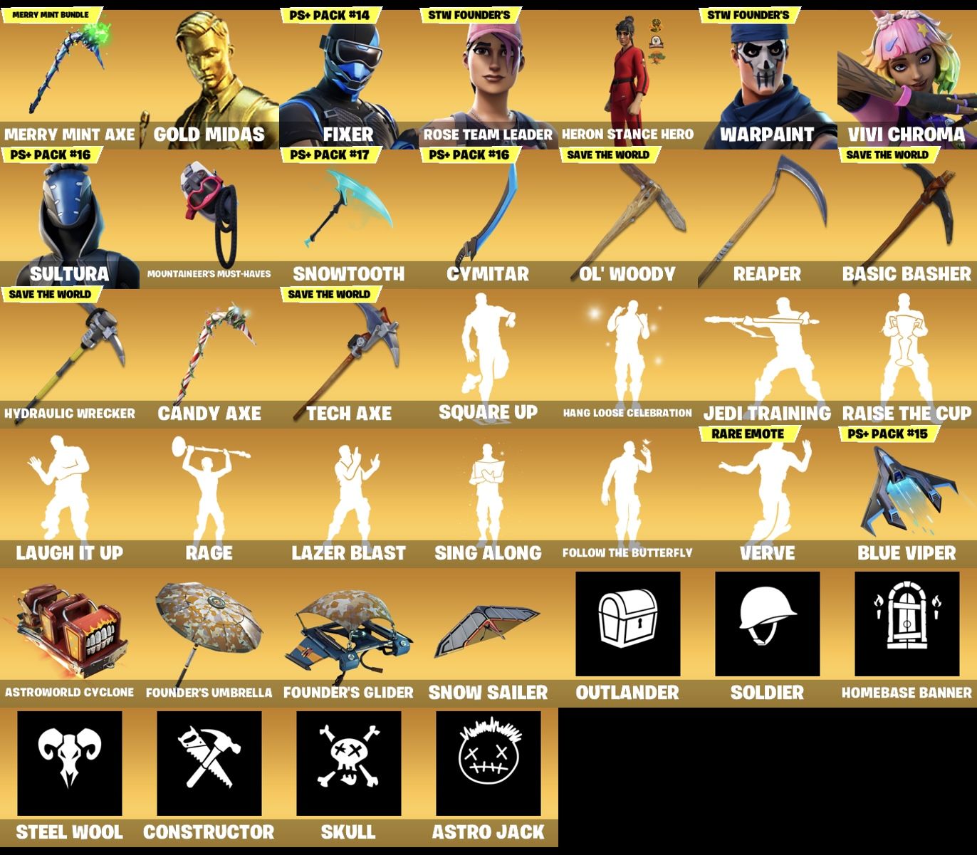 Conta de Fortnite com minty salve o mundo fundador stw og mais de 250 skins