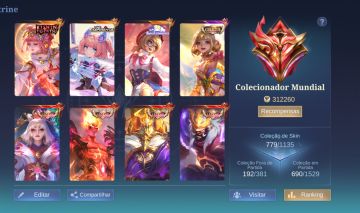 Conta Mobile Legenda 779 Skins (Colecionador Mundial)