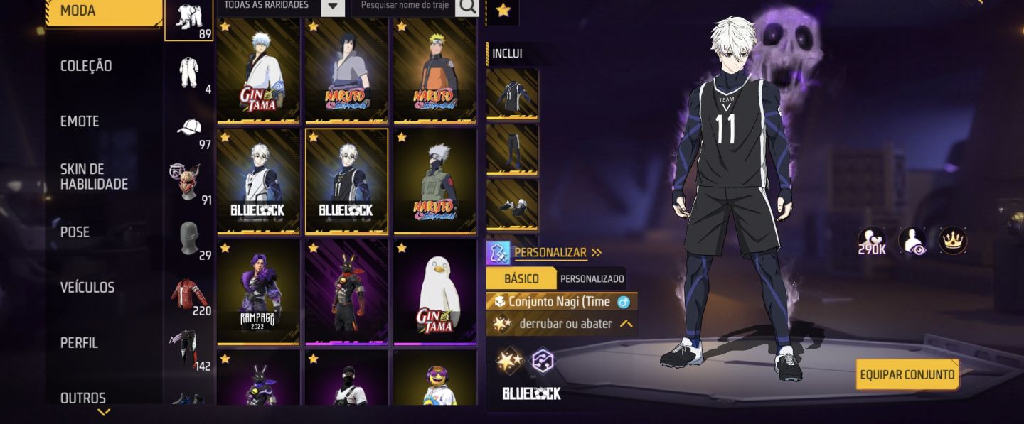 CONTA COM PRIMEIRO PASSE 3 ANGELICAIS NARUTO BLUELOCK PUNHO UMP RUBY ENTRADA