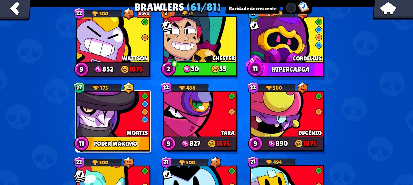Super conta Brawl start com skin da Shelly estelar e muitos Brawl pass