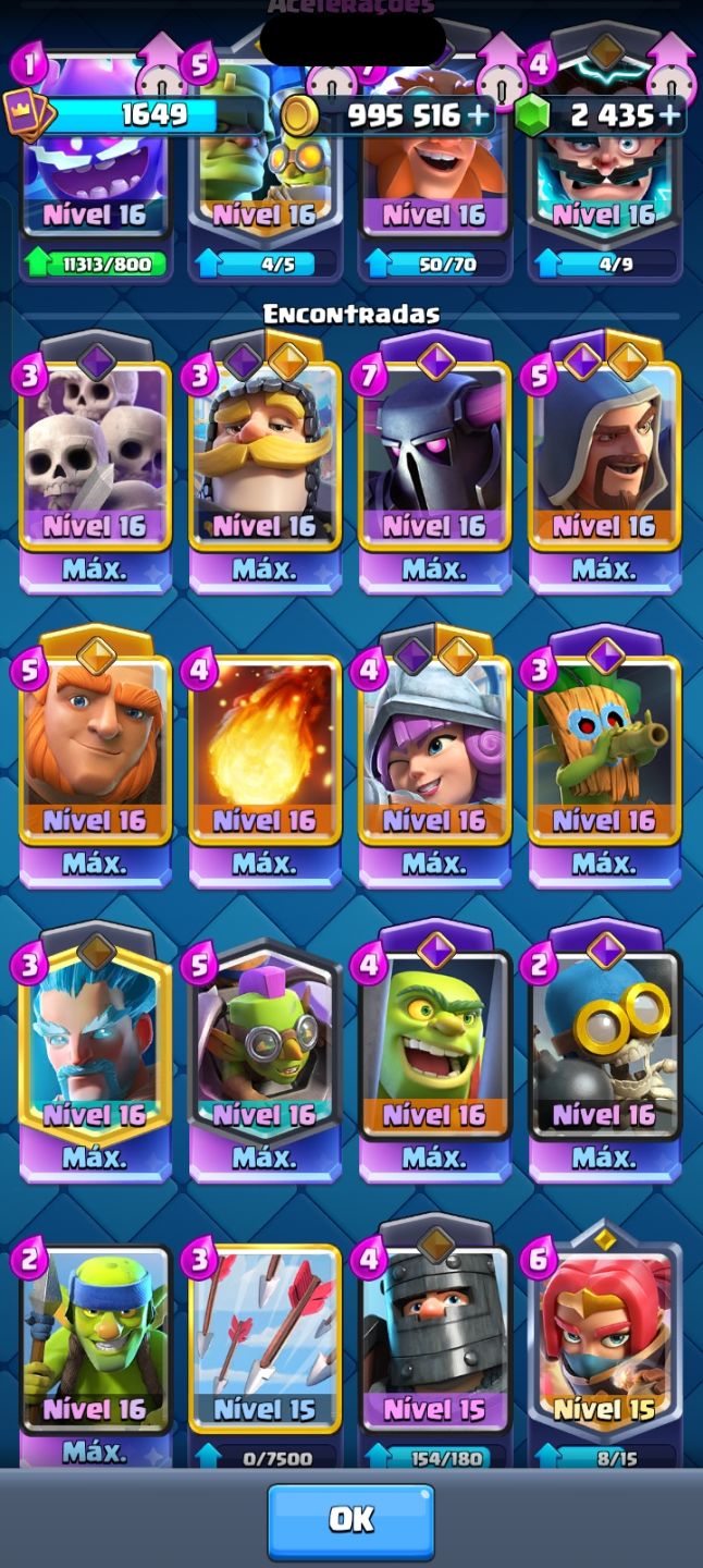 Conta Clash Royale deck full