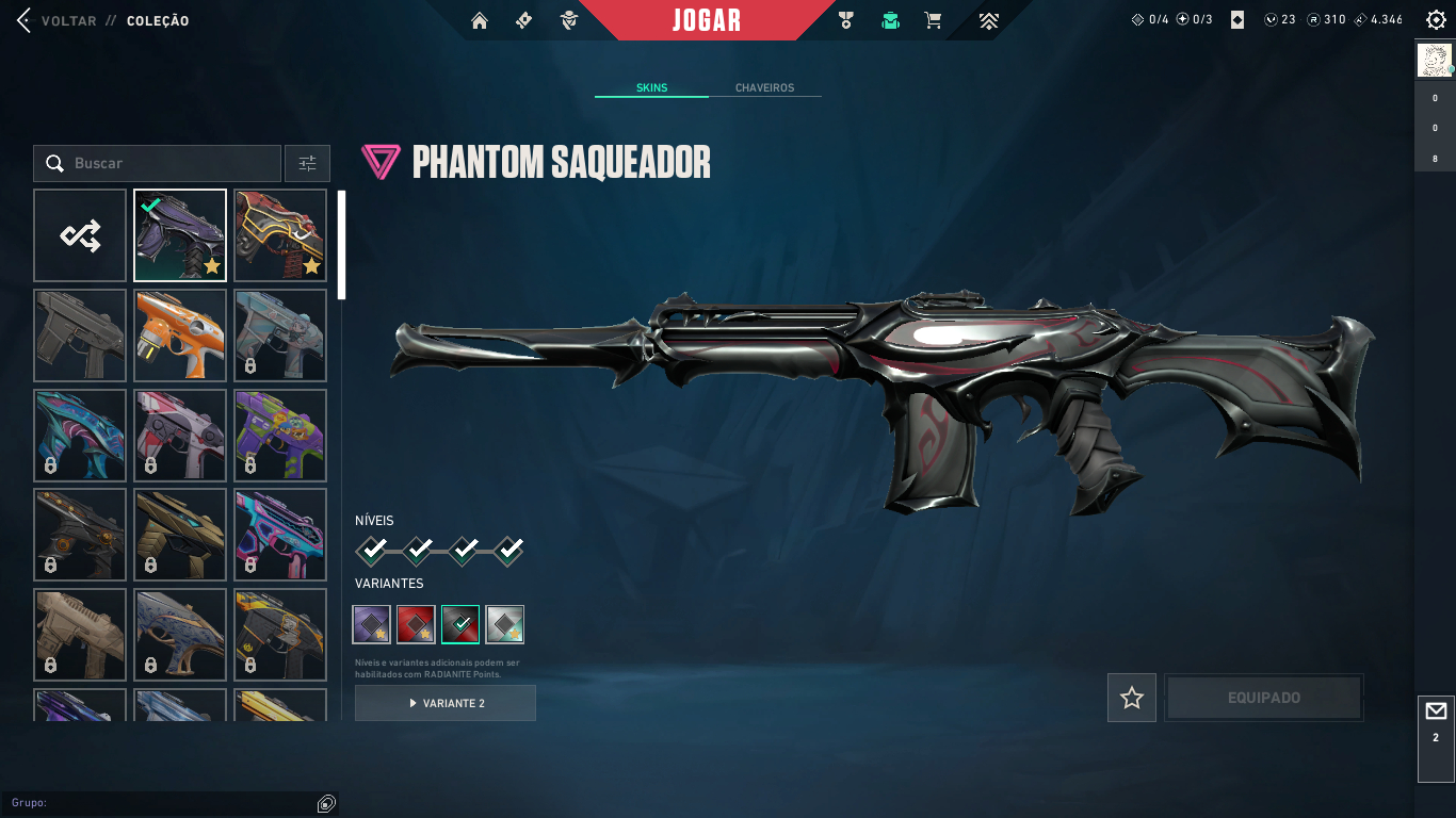 Conta de valorant, 3 skins de vandal, 2 phantom, 1 operator e 1 faca. gold 2