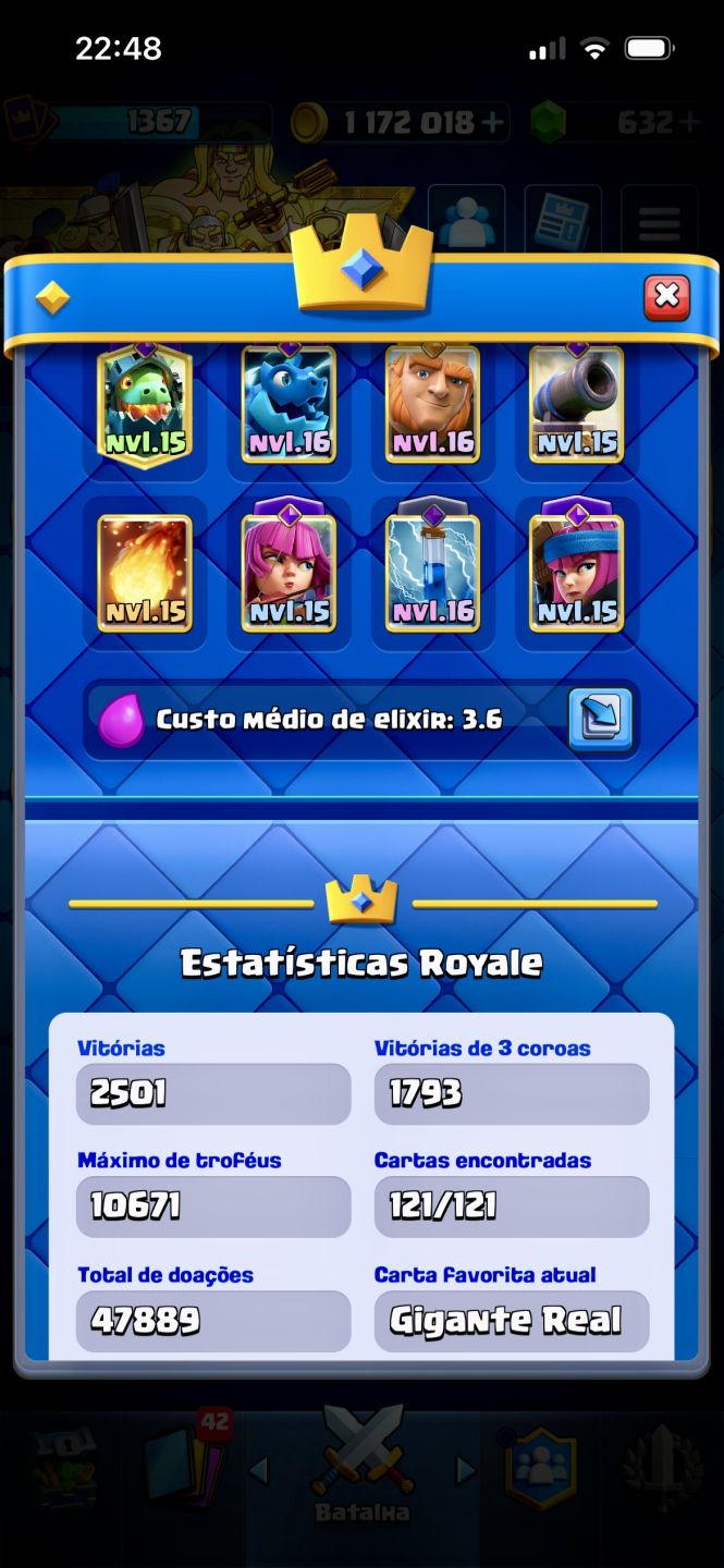 Clash Royale 10.5K + COC CV9 Nível 76 | Emotes Raros | Cartas upadas