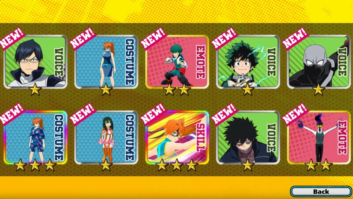 My Hero Ultra Rumble - Steam - Opçoes com Personagem/Estilo Alternativo/Skins