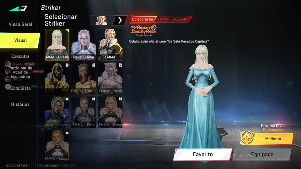Conta com Skin Evo QBZ95 penetrador e Skin da Elizabeth coloboracao nanatsu