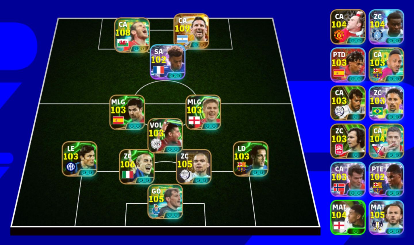Conta de efootball mobile com o novo Bale e Messi 111