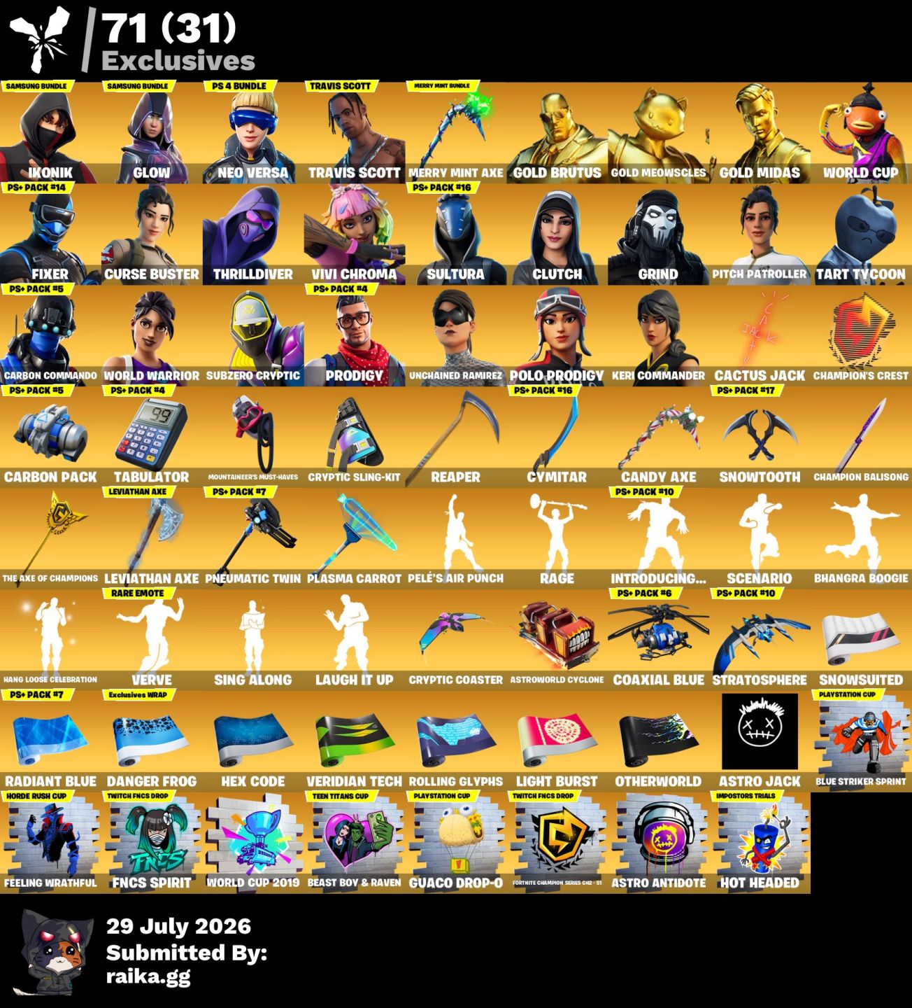 Conta fortnite com muitas skins e muitos itens raros(minty,ikonik,glow e travis