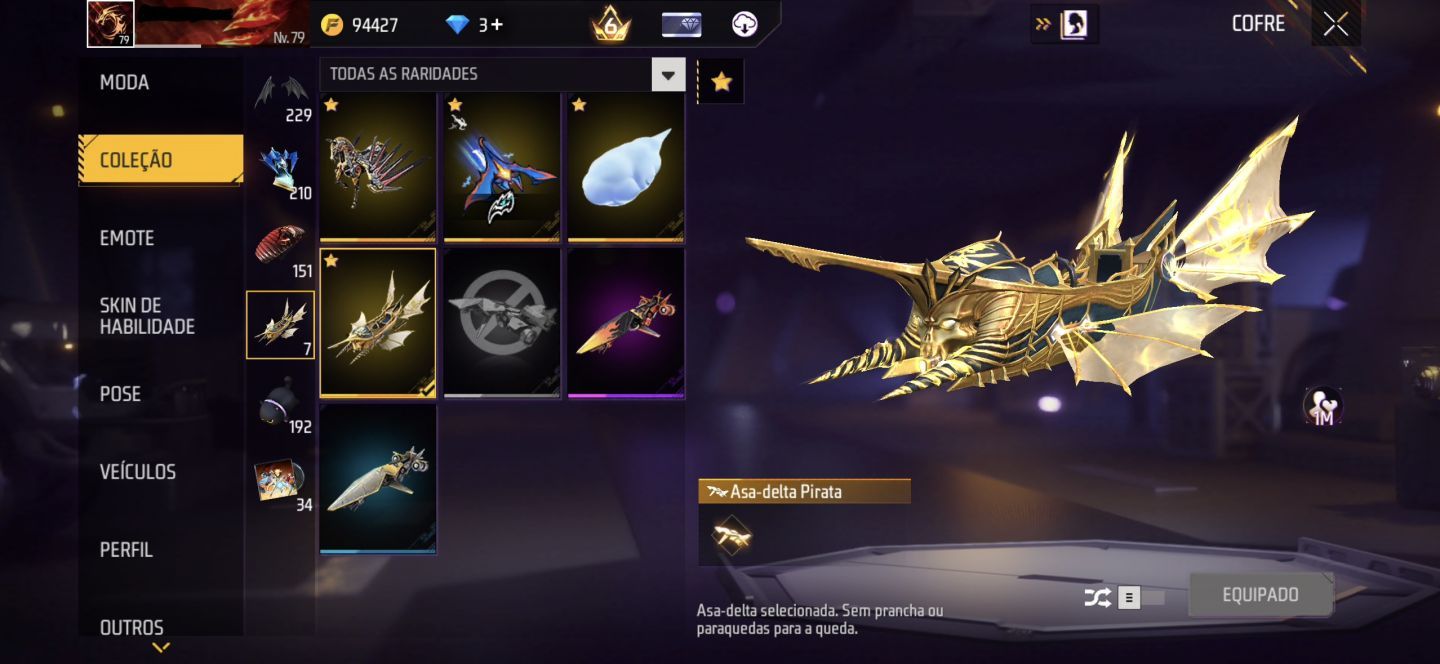 CONTA DE FREE FIRE GEMADA NÍVEL 79 COM ANGELICAL, AVENTUREIRO e COELHÃO