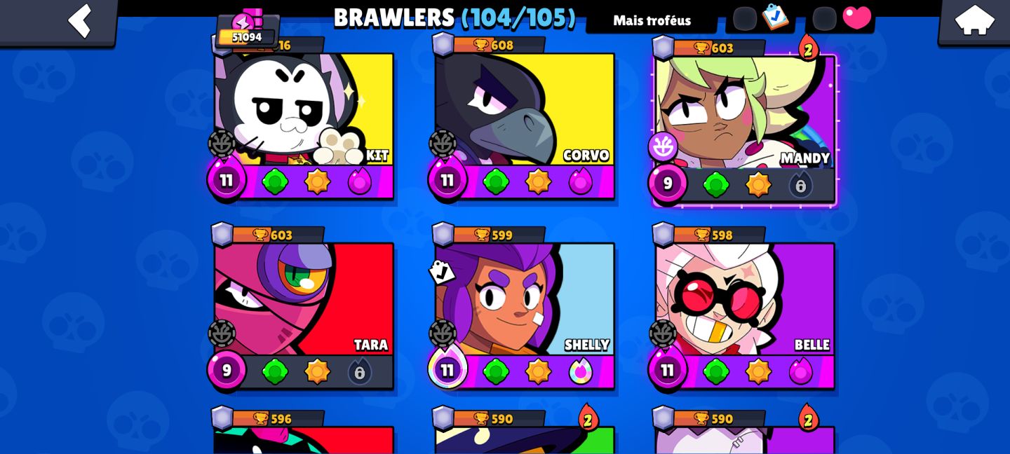 CONTA RARISSIMA, DESDE 2019 BRAWL STARS 104/105 BRAWLERS
