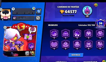 CONTA ENDGAME BRAWL STARS - 64K TROFÉUS - COLETTE TRIXIE & SKINS IMPOSSÍVEIS