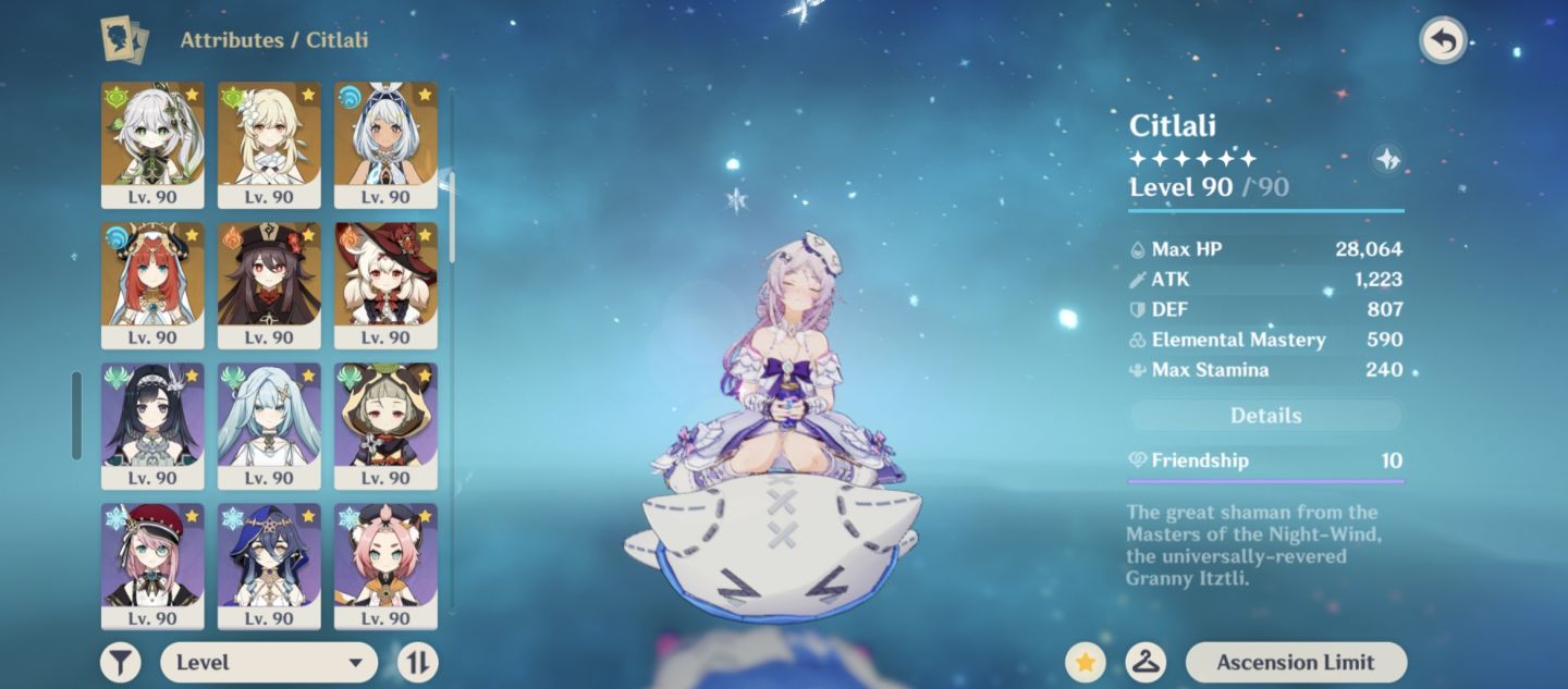 CONTA GENSHIN ENDGAME MAVUIKA + FURINA + CITLALI + SKINS