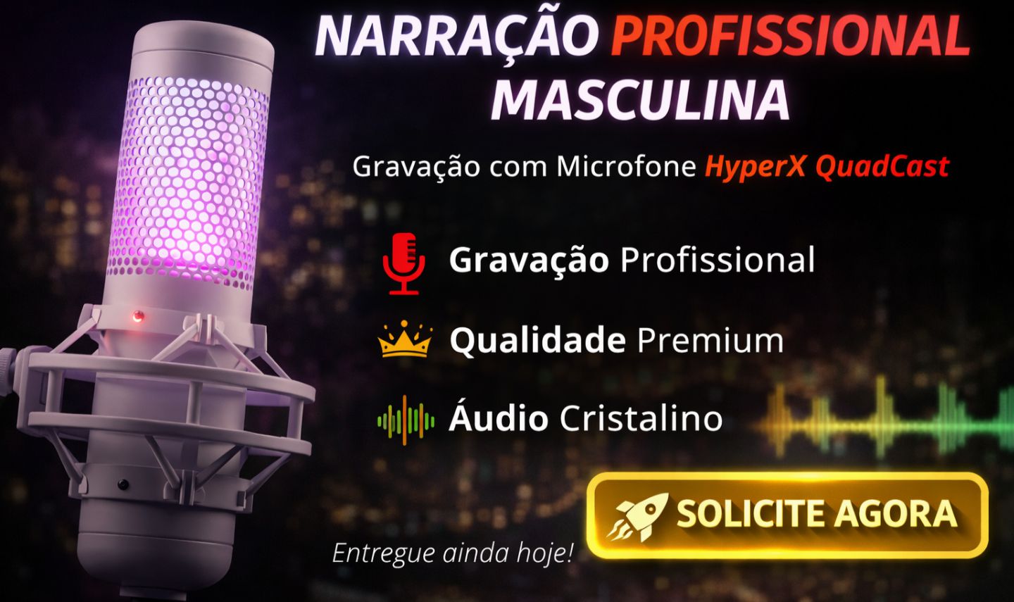 Narração Masculina Profissional | Áudio Personalizado e Entrega Rápida!