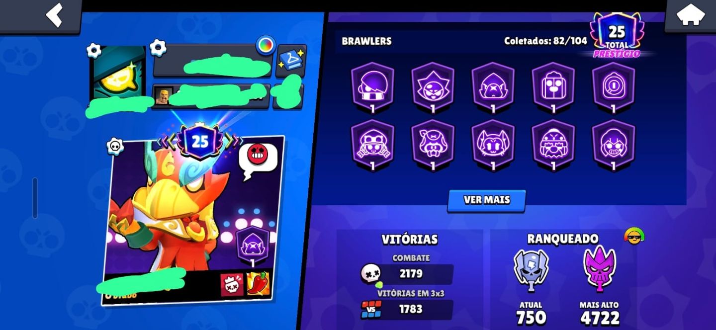 Conta Brawl 40K Troféus 131 Skins Lou Cartman Edgar Robô R$250 valor negociável