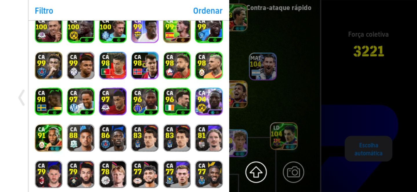 CONTA EFOOTBALL BRABA PRA SAIR LOGO JOGADORES RAROS