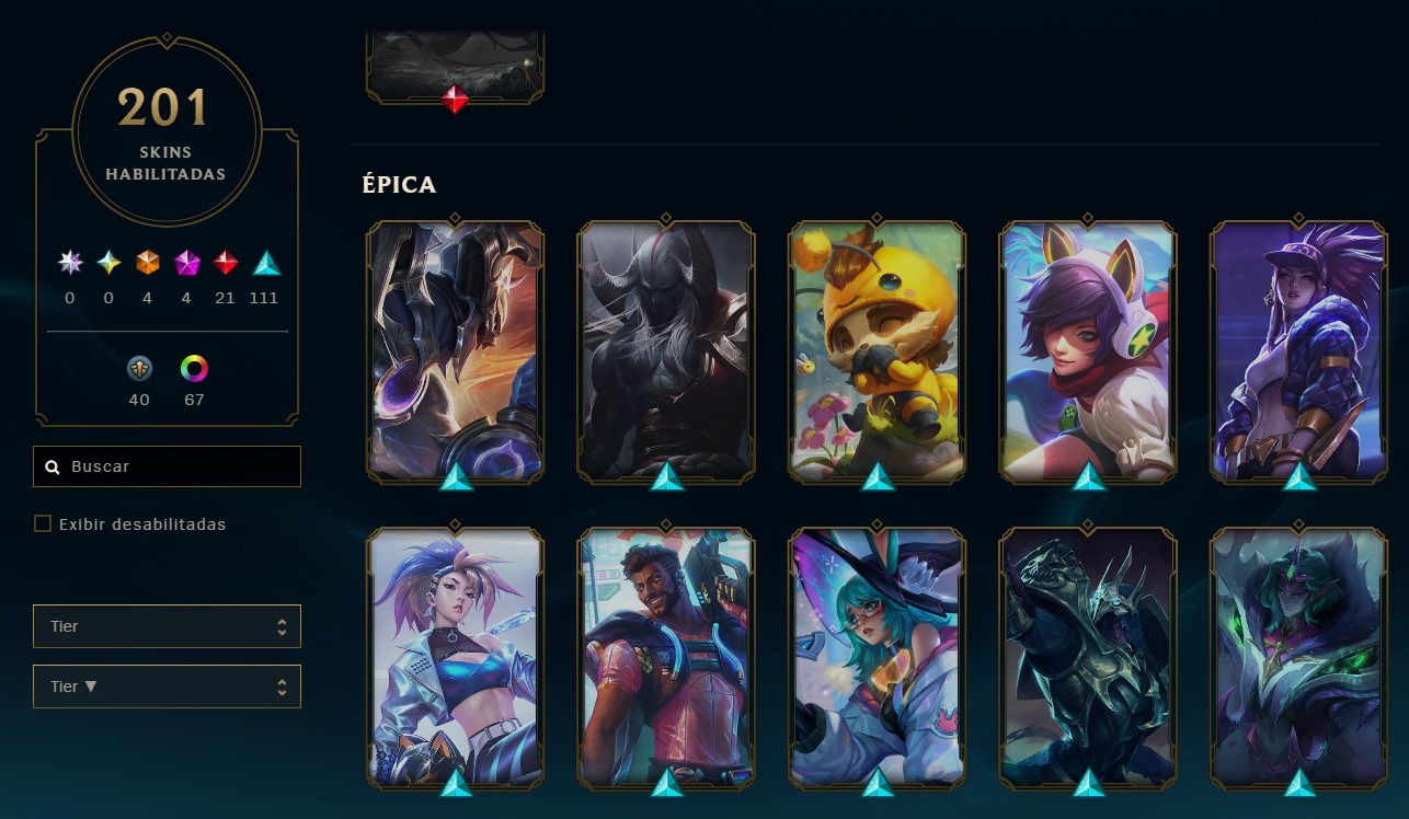 Conta LOL esmeralda full champs