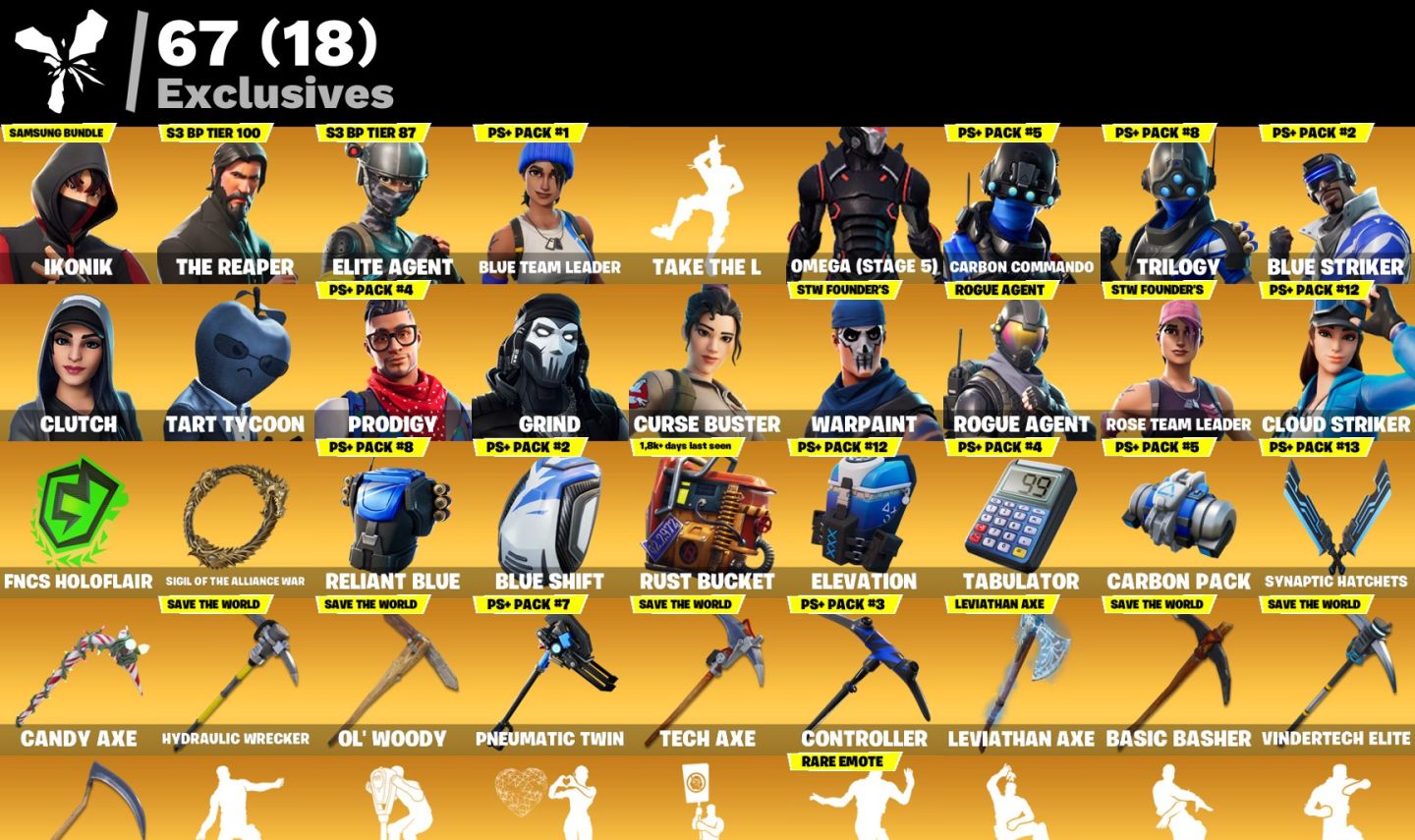 CONTA IKONIK/MACHADO LEVIATÃ/ OG STW/ S3 FORTINITE