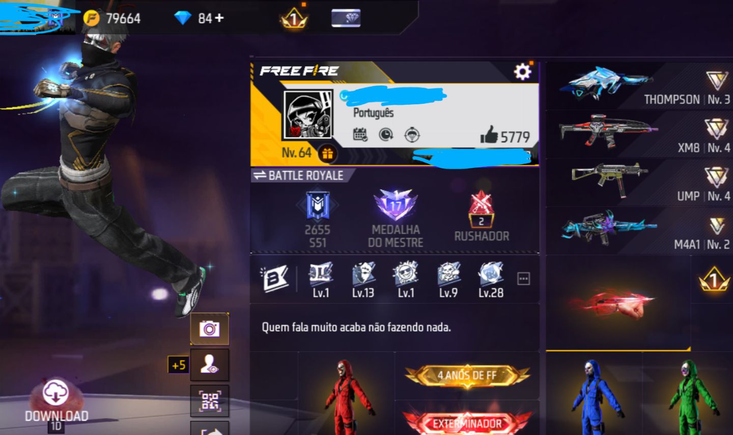 CONTA FREEFIRE GEMADA COM SKINS RARAS E LIMITADAS!