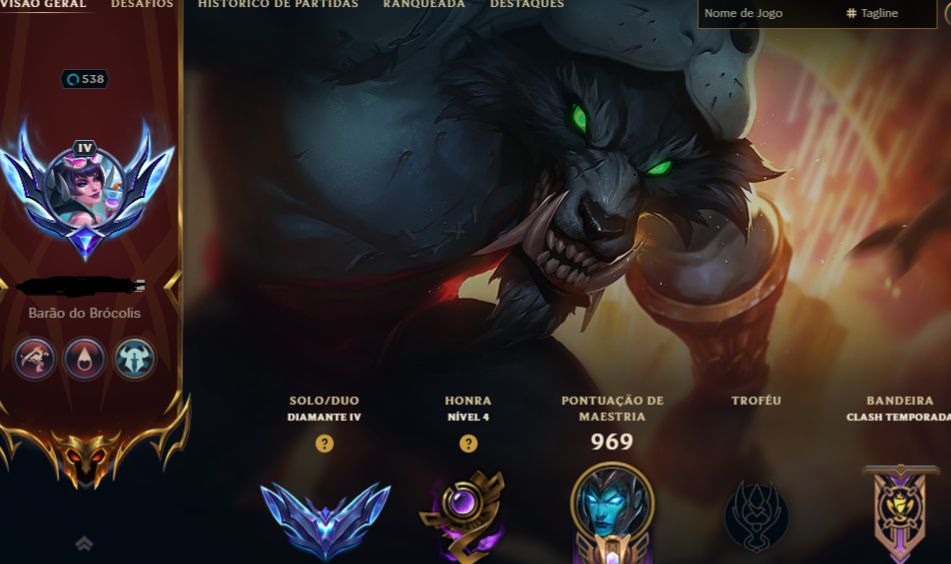 CONTA LVL 538 - DIAMANTE - TOP 20 KALISTA BR - 136 EM - 4612 EL