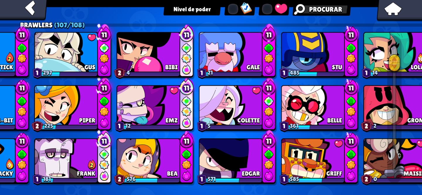 Conta de Brawl Stars Quase Full (107/108) + 149K Troféus + Mestre + Skins Raras
