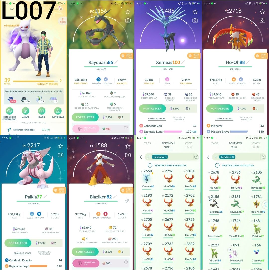 Conta Pokémon GO | Shiny | Lendários | Mewtwo | Lv20/30/40/50/60 | Z2