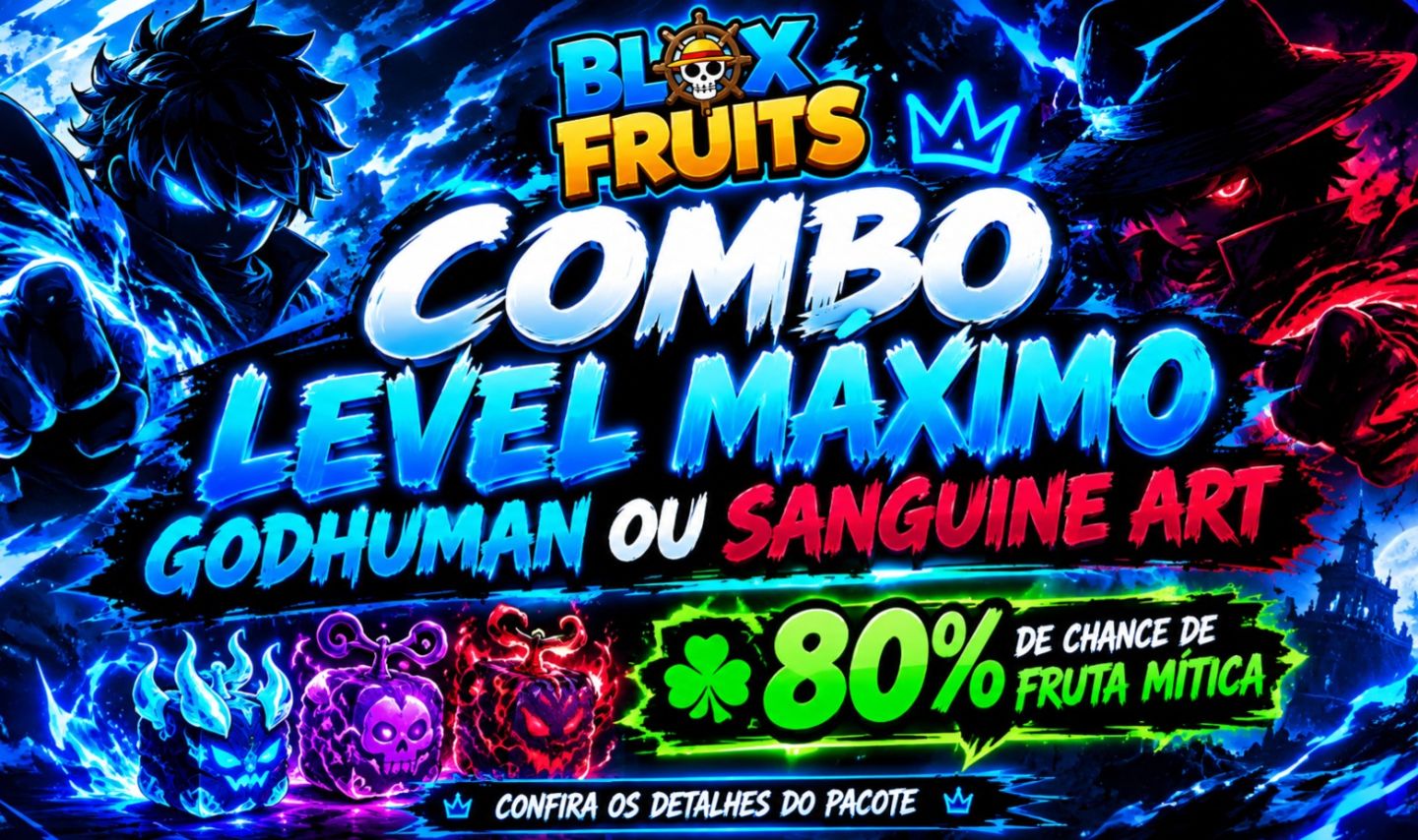 Blox Fruits Conta com Godhuman + Sanguine Art + Level Máximo