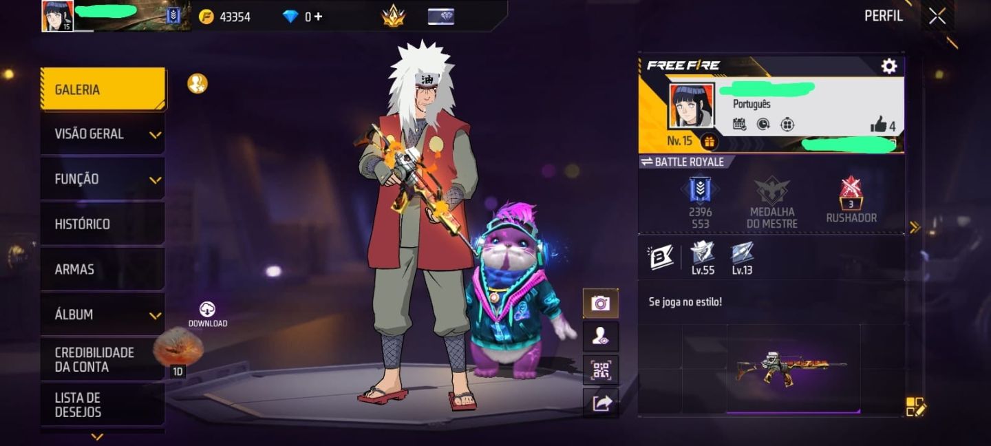 CONTA FF COMPLETA NV 15 - PARCERIA NARUTO (JIRAYA) + G36 COMBUSTÃO ESP
