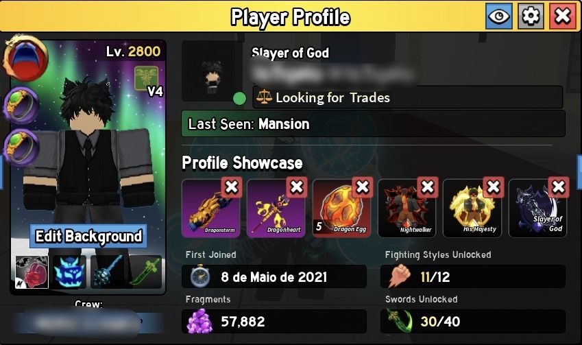 [CONTA PREMIUM] Blox Fruits + King Legacy | PROFISSIONAL | Dark Blade V3 | +++
