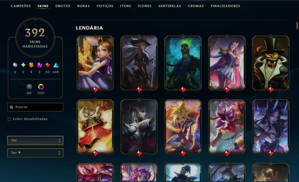 CONTA LOL - ESMERALDA 4 - 392 SKINS - LEVEL 589
