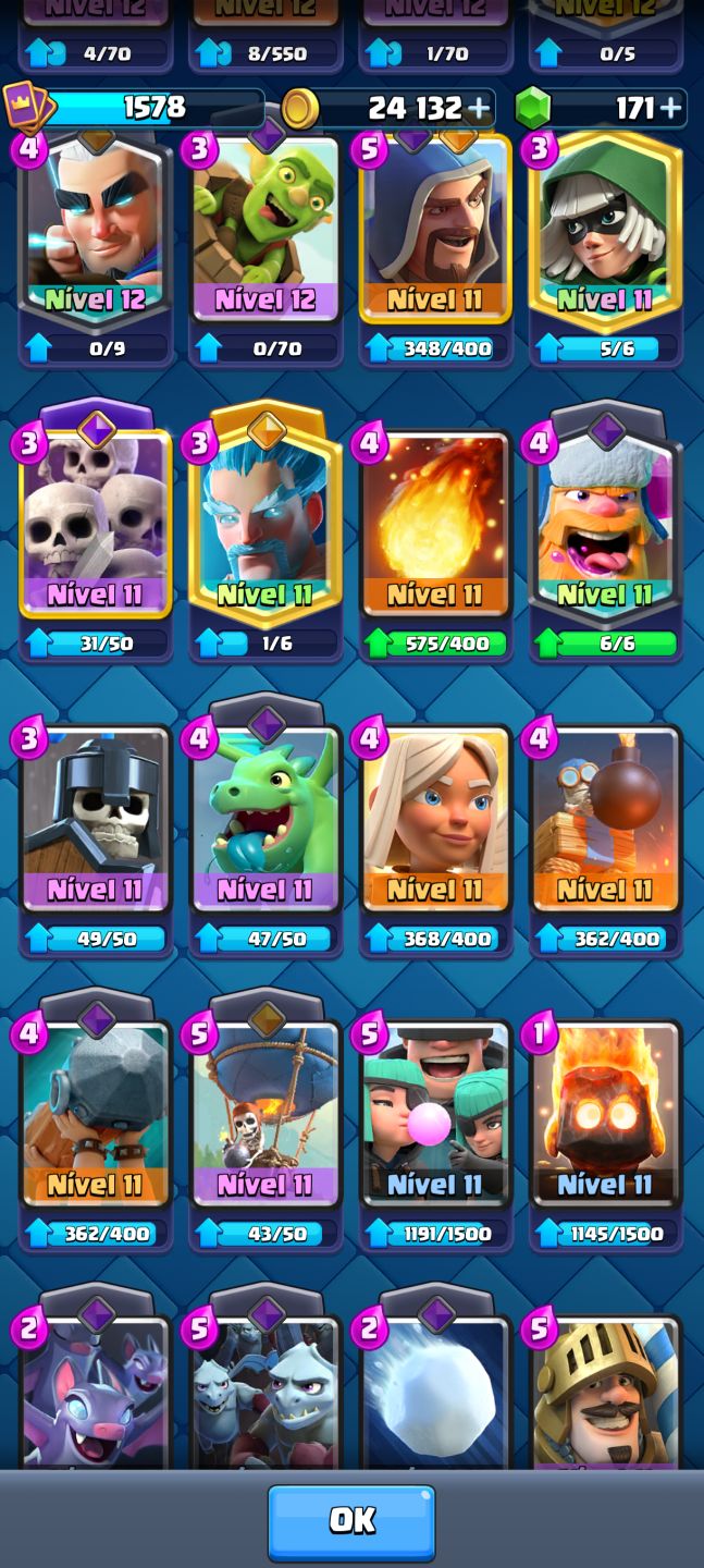 CONTA CLASH ROYALE ANTIGA COM ALGUMAS EVO DO META