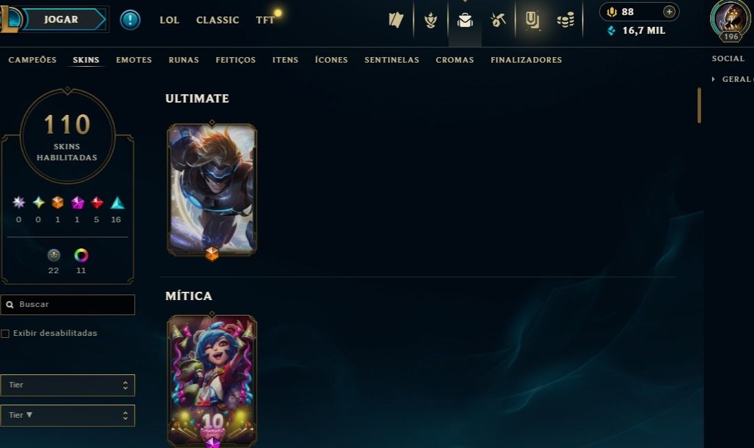 Full Acesso - 110 Skins - 150 Campeões - Level 196 - Promoção Só Hoje!!!