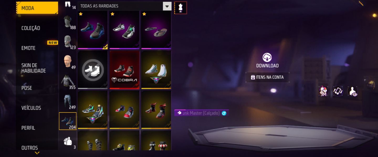 CONTA FREE FIRE UPADA COM BASTANTE SKIN