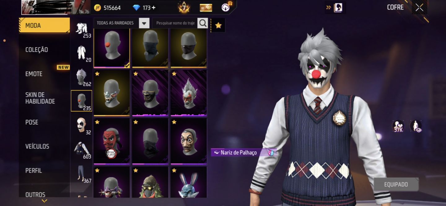 CONTA FREE FIRE PRIME 7 COM MUITAS PARCERIAS!!!!!!!