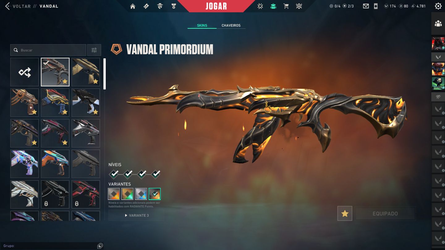 Conta Valorant +6 Vandals +6 Phantons +4 Facas
