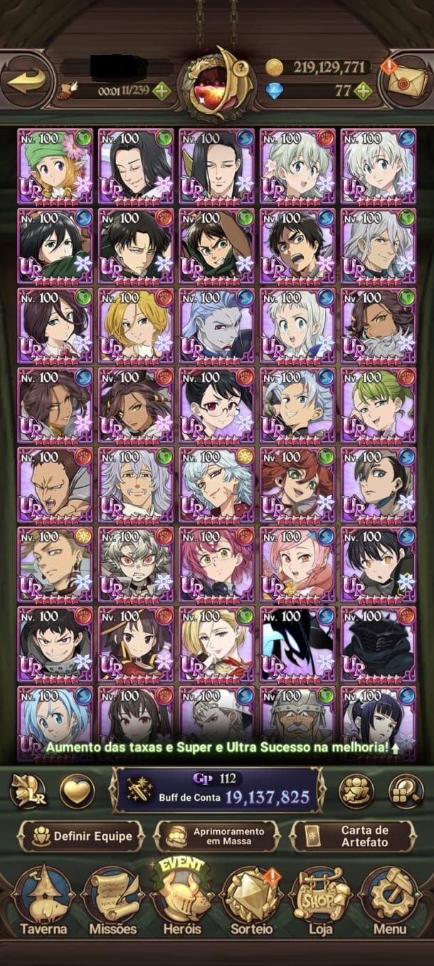 Conta do The Seven Deadly Sins grand cross com 19kk++