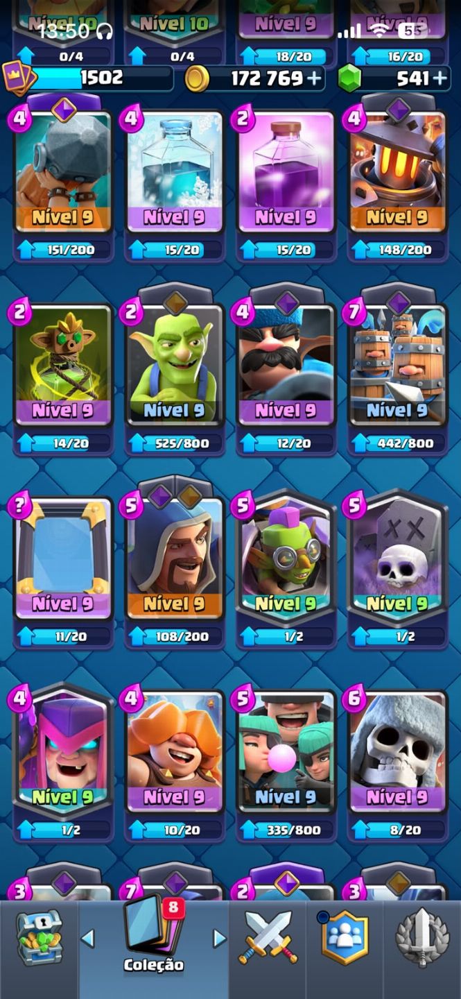 Conta de Clash royale com muitas cartas upadas e EVOS