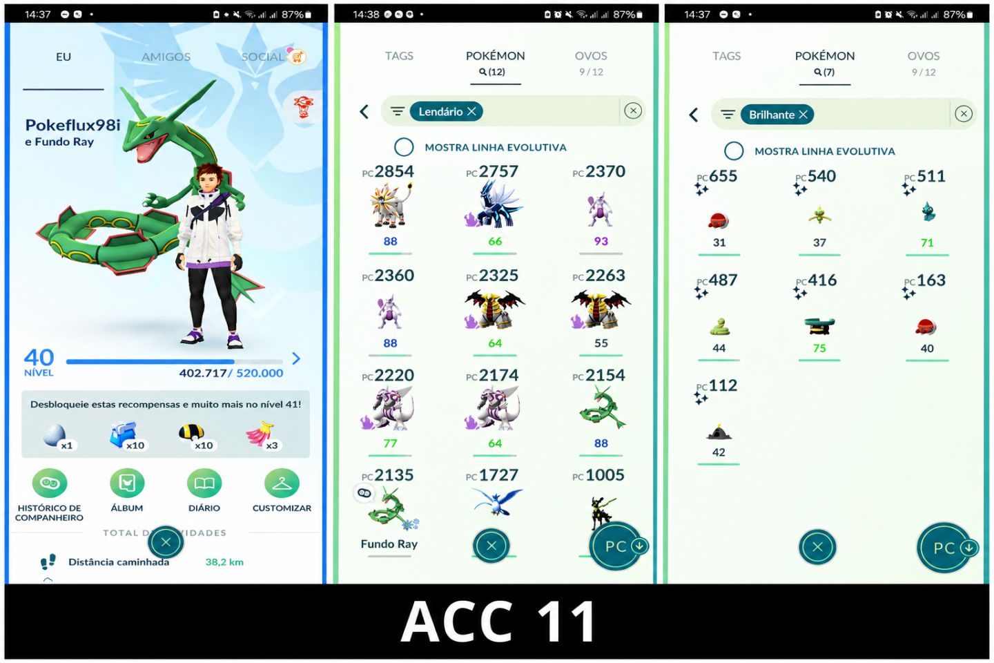 Contas Pokémon GO+Lendários | Pronta Entrega