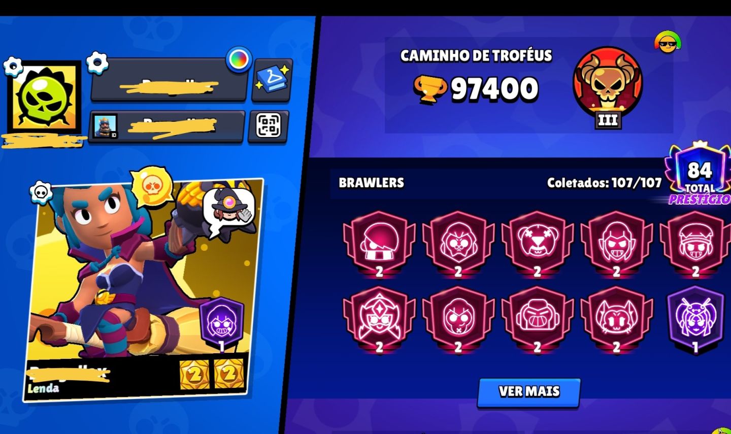 CONTA DE BRAWL STARS 97K DE TROFÉUS MUITO UPADA!