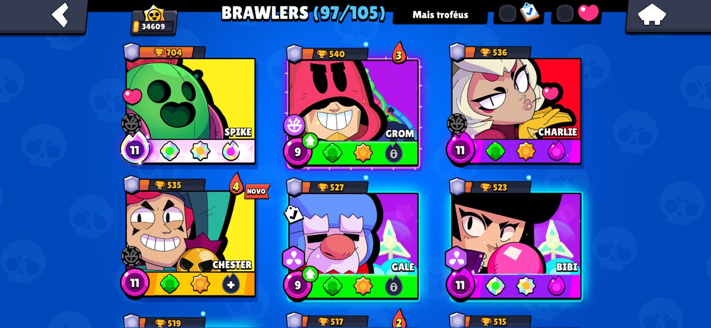 BRAWL STARS | 34K TROFÉUS | 97 BRAWLERS | 231 SKINS | CONTA COMPLETA