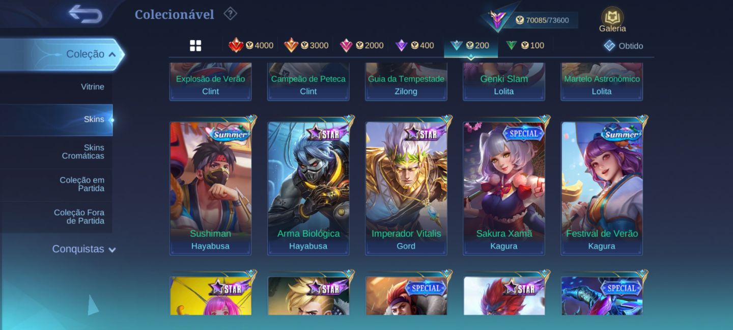 CONTA COLECIONADOR RENOMADO 2 FULL HERÓIS E 309 SKINS