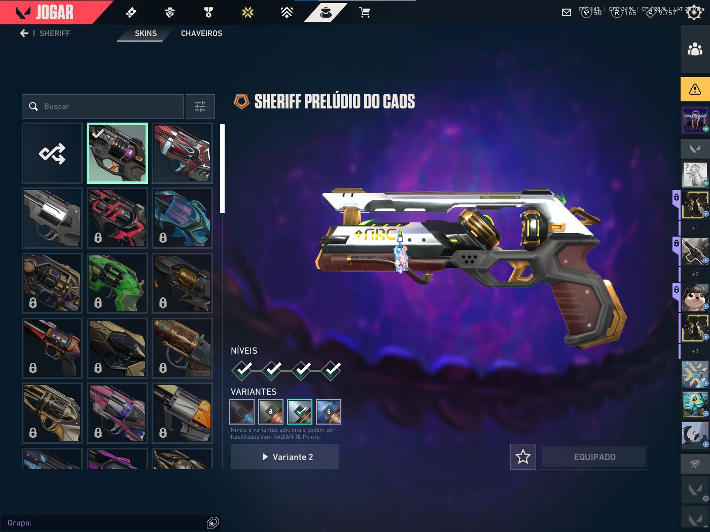Conta valorants com skins de vandal, phantom, sheriff,operator,marshall guardian