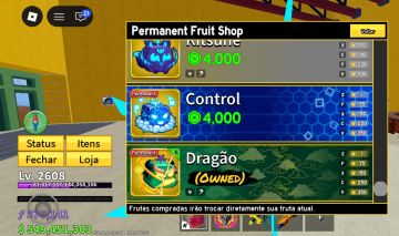 CONTA DE BLOX FRUITS COM DRAGON PERM E MAIS