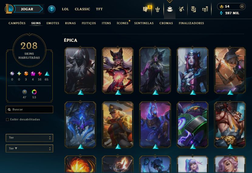 Mono Vex 1 Milhao de maestria+208 Skins+ Cromas+ 3 Skins da vex+2 miticas boas