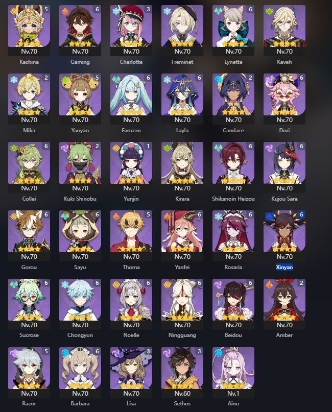Conta de Genshin com Mavuika C2, Furina C2, Xilonen e etc! - Endgame - Aether!