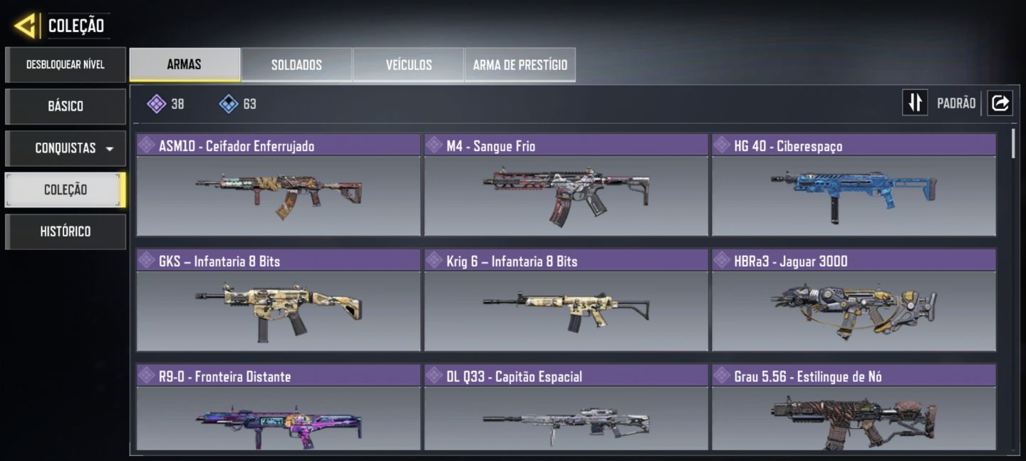 Conta cod mobile, nível 59