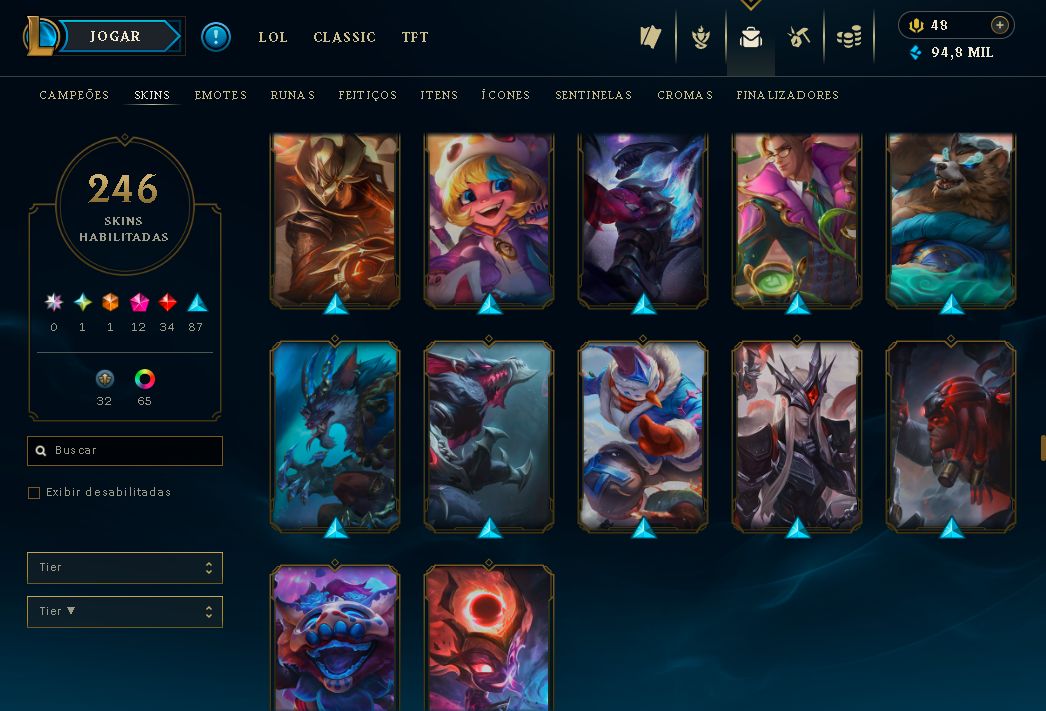 VENDENDO MINHA CONTA DO LEAGUE OF LEGENDS 185 SKINS COM SKIN DO VIEGO EXALTADA